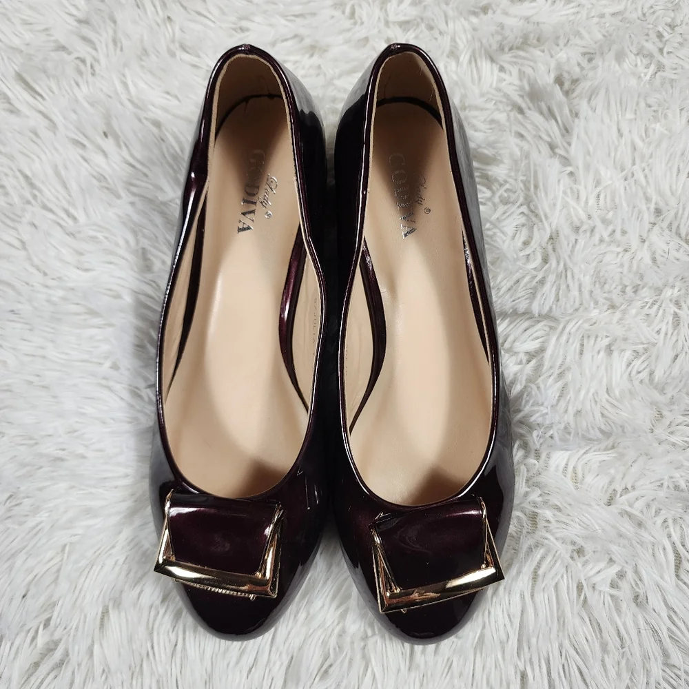 Lady Godiva Shiny Brown Heels 7.5 - Picture 4 of 14